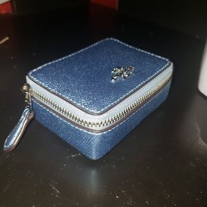 Small metallic blue coach pillbox